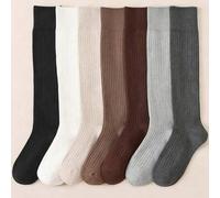 1 Paar Damen Baumwoll einfarbig Gerippte Kniestrümpfe, modischer minimalistischer Schul-Stil