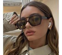 1 Paar Damen Braune Polygonale PC Rahmen Retro Doppelsteg Modische Street-Style Personalisierte Gläser Pilotenform Sonnenbrillen