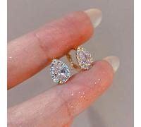 1 Paar Damen Schmuck Geschenk 925 Sterling Silber minimalistische Mode Tropfen Cubic Zirkonia Creolen