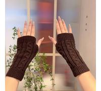 1 Paar Damen-Schreibhandschuhe aus gestrickter Wolle mit offenem Finger für Herbst und Winter