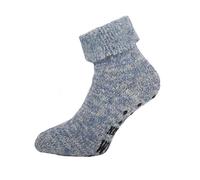 1 Paar Damen und Herren THERMO-Wollsocken mit ABS-Druck, mit Umschlag CH-572 (43-46, Jeansmelange)