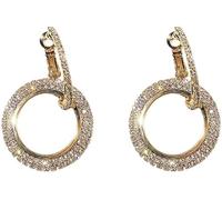 1 Paar Diamant Pavé Creolen Ohrringe Doppelpave Mode Creolen Glänzend Creolen Hochzeit Party Schmuck Geschenk für Frauen Mädchen Gold Practical Treatm