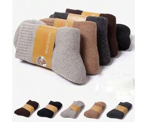 1 Paar dicke Wollsocken, lässige einfarbige warme Socken bis zur Mitte des Knöchels für Herren und Damen, geeignet für Herbst und Winter
