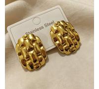 1 Paar elegante französische strukturierte rechteckige Edelstahl-Ohrhänger, goldfarbene gehämmert Hängeohrringe für Frauen, 4. Juli Geschenk Schmuck