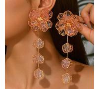 1 Paar elegante, vintage, übertrieben sexy, bohemische rote Herz-Wellen-Blumenform DIY handgefertigte kleine Stein-Muschel-Imitation Jade Harz asymmet