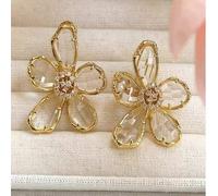 1 Paar florale Zirkonia-Ohrringe, Ohrstecker mit frischen Blütenblättern