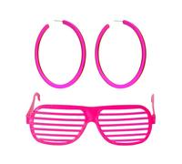 1 Paar Fluoreszierende Ohrringe, 1 Paar Brille, Sommerparty-Bekleidungszubehör, Übertriebene Retro-Kollokation, Damenaccessoires.