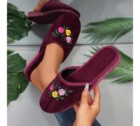 1 Paar handgefertigte perlenbestickte Blumen Retro Spitze Hausschuhe für Frauen, bequem & vielseitig für Innenräume, erhältlich in Schwarz, Pink und w