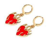 1 Paar Handgefertigte Tropfenohrringe Baumelnder Schmuck Herzförmiger Schmuck Geschenk Für Frauen Freundinnen Rote Herz Creolen