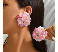 1 Paar handgefertigte, übertriebene, bunte 3D-Blumen-Kristall-Ohrstecker, barock, ätherisch elegantes Design, mehrschichtige Blütenblätter Ohrringe ge