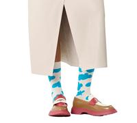 1 Paar Happy Socks Cloudy Unisex Socken mit Allover Wolken-Print Baumwoll-Socken Alltags-Strümpfe P002588 Ecru-Weiß/Blau 41-46