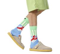 1 Paar Happy Socks Dinner Herren Socken mit mediterranem Allover-Print Baumwoll-Socken Alltags-Strümpfe P002571 Blau/Grün/Weiß 41-46