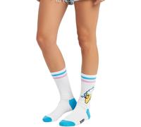 1 Paar Happy Socks Ice Cream Damen Socken mit Ice-Cream-Print Baumwoll-Socken Alltags-Strümpfe P002576 Weiß/Blau 36-40
