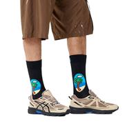 1 Paar Happy Socks Palm Herren Socken mit Palmen-Print Baumwoll-Socken Alltags-Strümpfe P002603 Schwarz/Bunt 41-46
