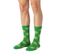 1 Paar Happy Socks Sun Herren Socken mit Sonnen-Allover-Print Baumwoll-Socken Alltags-Strümpfe P002607 Grün/Gelb 41-46