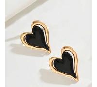 1 Paar Herz-förmige Mode elegante schwarz-goldene Kontrast personalisierte kreative Vintage Ohrstecker
