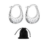 1 Paar hohle runde Ohrringe, 1 Aufbewahrungstasche, Spiral-Creolen, gedrehte Ohrringe, hypoallergene Ohrring-Creolen, Silberohrringe, geeignet für die tägliche Kombination