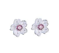 1 Paar Kirschblüte eingelegten Zirkon versilbert Ohrstecker mit rosa Strass Schmuck für Frauen Mädchen Lady kreativ und nützlich