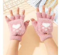 1 Paar Kleinkind Unisex Katzenpfoten & Herz Muster warme Fingerlose Plüschhandschuhe, geeignet für Outdoor-Tragen im Herbst/Winter
