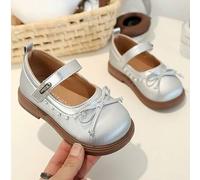 1 Paar Mädchen Prinzessin Lederschuhe, Weiche Sohle Flache Schuhe für Kleinkinder, Schleifen Dekor Modeschuhe, geeignet für Kinder von 1-3-8 Jahren, F