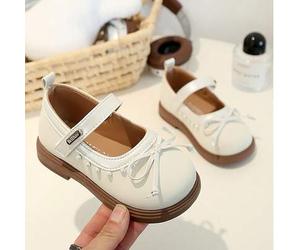 1 Paar Mädchen Prinzessin Lederschuhe, Weiche Sohle Flache Schuhe, Schleifen Dekor Mode Schuhe, Geeignet für 1-3-8 Jahre alte Kleinkinder, Schulauffüh