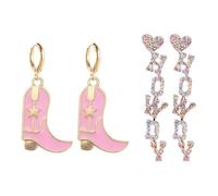 1 Paar Mädchenohrringe, 1 Paar Cowboystiefel-Schlüsselanhänger, Cowboy-Ohrringe, Lustige Ohrringe, Lange Buchstabenohrringe, Denim-Kleidungszubehör