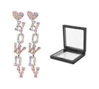 1 Paar Mädchenohrringe, 1 Schmuckschatulle, Jeansohrringe, Lustige Ohrringe, Lange Buchstabenohrringe, Farbige Buchstabenohrringe