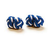 1 Paar Manschettenknöpfe Seidenknoten Knoten Knötchen blau, weiß Bayern zweifarbig hochwertig Stoffknoten Cufflinks Gentleman Umschlagmanschette Manschette dehnbar London Style