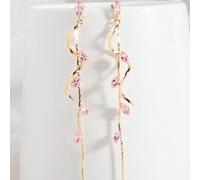 1 Paar modische hochwertige elegante Zirkonia Blatt-, Stern-, Tropfen-Ketten-Quasten-Ohrringe, luxuriöse glänzende weiße, schwarze, rosa, grüne, blaue