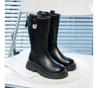 1 Paar modische, mit Plüsch gefütterte Kinder-Lederboots in Hoher Form, wasserdicht, rutschfest, vielseitig für den Winter