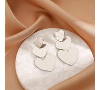 1 Paar modische, übertriebene personalisierte Dreifach-Herz Ohrringe - metallisches Retro Ohr Accessoire/Geschenk für Freundin