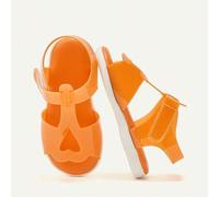 1 Paar modische, vielseitige, süße Sommer Strand Urlaub transparente Jelly Orange Lässig Sandalen mit offener Zehenpartie für Kleinkind Mädchen