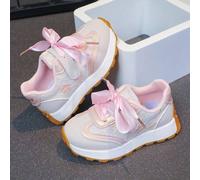 1 Paar neue Sportschuhe für Babys/Kleinkind Mädchen aus Spitzenstoff, rosa Schleifen Verschluss Lässig Sneakers, atmungsaktiv für den täglichen Gebrau