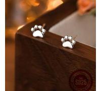 1 Paar niedliche S925 Sterling Silber Katzenpfoten Ohrstecker für Frauen