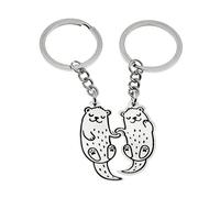 1 Paar Otter Schlüsselanhänger,Paare Süßer Tier Schlüsselanhänger Aus Metall,Cartoon Paargeschenk für Beide,Otterfigur Pärchen Relationship Auto Taschenzubehör,Geschenk,Matching Keychain für Freunde
