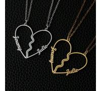 1 Paar personalisierte Herz-förmige Paarkette, mit 1-2 Namen individualisiert, aus Edelstahl in Gold oder Silber, ideal als Geschenk für Freundin, Mut