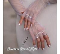 1 Paar personalisierte Hochzeits-Braut-Perlenhandschuhe, individualisierte Brauthandschuhe mit Namen und Datum, Damen lange Mesh-Tüll-Handschuhe, eleg