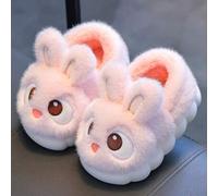 1 Paar Plüsch Hasenohren Design Hausschuhe mit weichem Kunstfellfutter und rutschfester Gummisohle, geeignet für Kleinkinder und Kinder als warme Haus