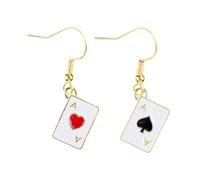 1 Paar Poker Ohrringe für Frauen,Hypoallergene Herzen Pik Ass-Ohrringe,Poker Ohrstecker Mädchen,Lustige Spielkarten Ohrringe Geschenk für Casino Fasching Festival Party Dekoration