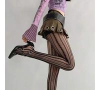 1 Paar Retro gestreifte Overknee Strümpfe, feminine romantische durchscheinende Strumpfhosen, sexy und figurschmeichlerisch