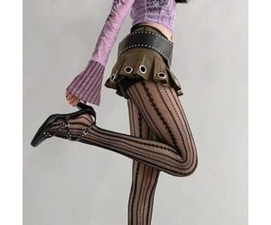 1 Paar Retro gestreifte Overknee Strümpfe, feminine romantische durchscheinende Strumpfhosen, sexy und figurschmeichlerisch