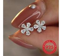 1 Paar S925 Sterlingsilber Tropfenform Zirkonia Kirschblüten Ohrstecker, eleganter minimalistischer Schmuck für Frauen
