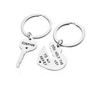 1 Paar-Schlüsselanhänger, herzförmiger Schlüsselanhänger, personalisierter Schlüsselanhänger, romantisches Valentinstagsgeschenk, Liebes-Schlüsselanhänger, Herz-Schlüsselanhänger aus Edelstahl