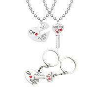 1 Paar Schlüsselanhänger Und 1 Paar Halsketten, Paarschmuck, Kreative Paargeschenke, Interessante Schlüsselanhänger, Dekorative Schlüsselanhänger