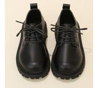 1 Paar Schnürstiefel aus Leder, einfarbiges PU-Leder, dicke rutschfeste Sohle, weiches Material, Schlupfdesign, runde Zehenpartie, bequeme Innenfütter