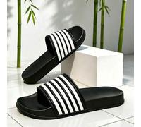 1 Paar schwarz-weiße sportliche Slide Sandalen, geeignet für Innen- und Außenbereich für den täglichen Gebrauch, leicht und atmungsaktiv