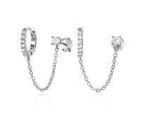 1 Paar silberne Kettenohrringe, doppelt durchbohrte Ohrringe, Ohrringe und Ohrringe zwei in einem, geeignet für Weihnachtsgeschenke und Damenbekleidung