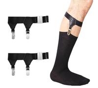 1 Paar Socken Strumpfbänder, Herren Socken Hosenträger,Strapssocken Aus Metall,Doppelte Clips Einstellbar Sockenhalter,Anti Rutsch Clip Strumpfhalter,Garter Verstellbare,Leder Bein Strumpfband