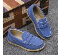 1 Paar Unisex Kinder Frühlings-/Herbst-Loafer mit Steppnähten, lässige Slip-On-Schuhe, Retro-Stil, bequem, atmungsaktiv, rutschfest, flache Sohle