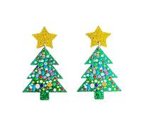 1 Paar Weihnachtsbaum Pailletten Ohrstecker für Damen, glitzernd, sanfter mehrfarbiger Regenbogen Trend, eleganter Schmuck, mehrfarbiger Regenbogen für Damen